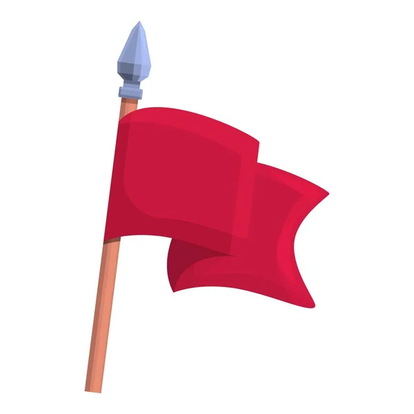 Rojo icono de la bandera medieval vector de dibujos animados. Bandera del caballero real — Archivo Imágenes Vectoriales