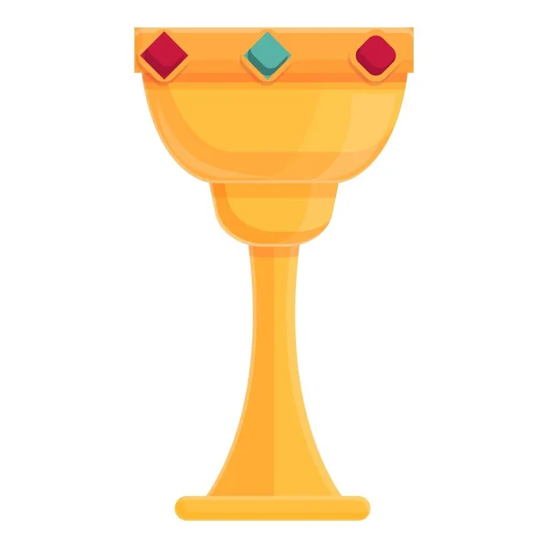 Golden goblet icon cartoon vector. Gold cup trophy — Stock Vector