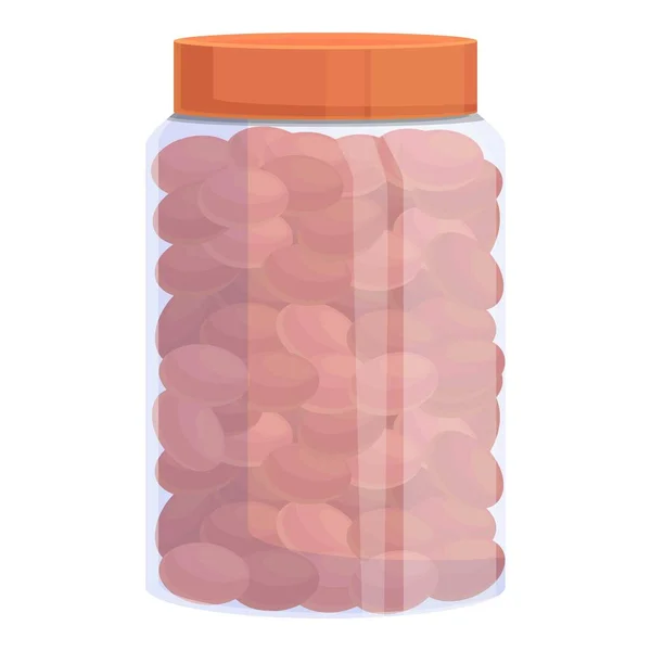 Icono del tarro de lentejas vector de dibujos animados. Alimento de lentejas rojas — Vector de stock