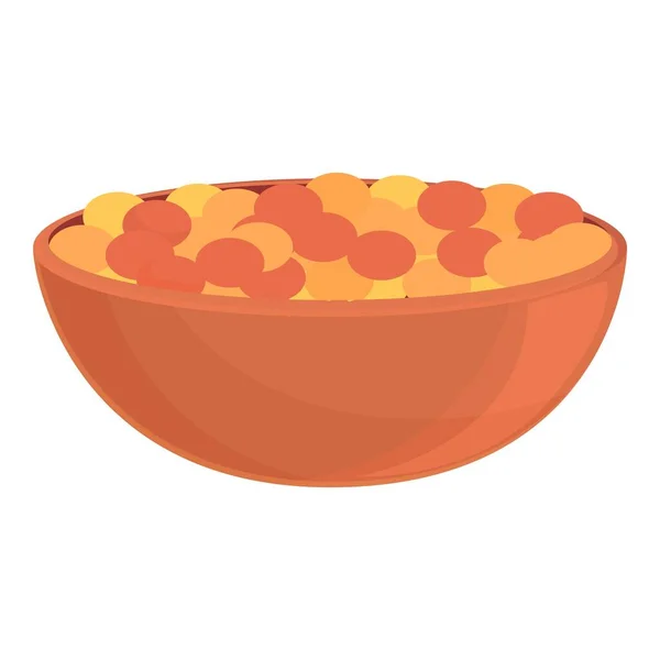 Full lentil bowl icon cartoon vector. Kacang tumpuk sayuran - Stok Vektor