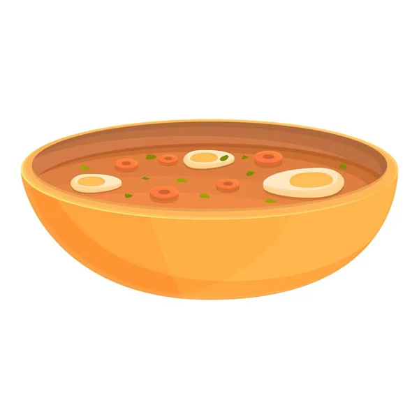 French egg soup icon cartoon vector. Makanan sayur - Stok Vektor