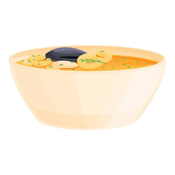 Карикатурный вектор иконы супа из морепродуктов. Морские креветки — стоковый вектор