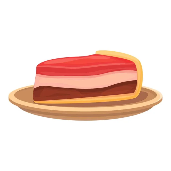 Gelatina icona vettore cartone animato. Torta di fragole rosse — Vettoriale Stock