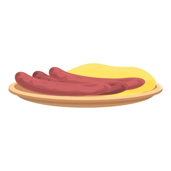 Icono de salchicha alemana vector de dibujos animados. Bratwurst tenedor de alimentos — Vector de stock