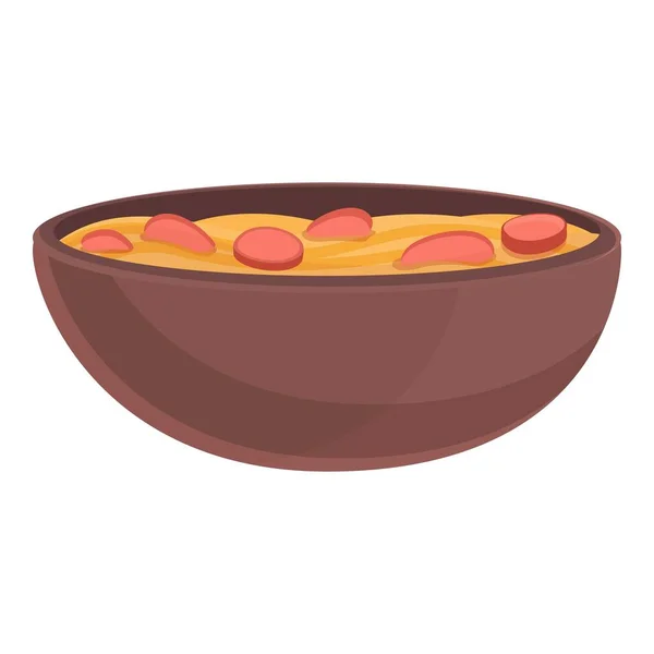 Sopa de salsicha ícone vetor cartoon. Placa de carne alimentar — Vetor de Stock