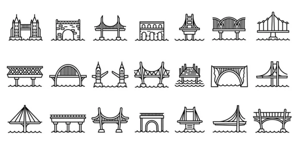 Ponts icônes ensemble, style contour — Image vectorielle