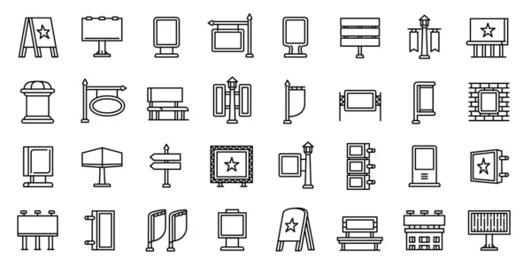 Conjunto de ícones de publicidade ao ar livre, estilo esboço —  Vetores de Stock