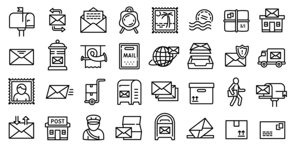Conjunto de ícones do carteiro, estilo esboço — Vetor de Stock