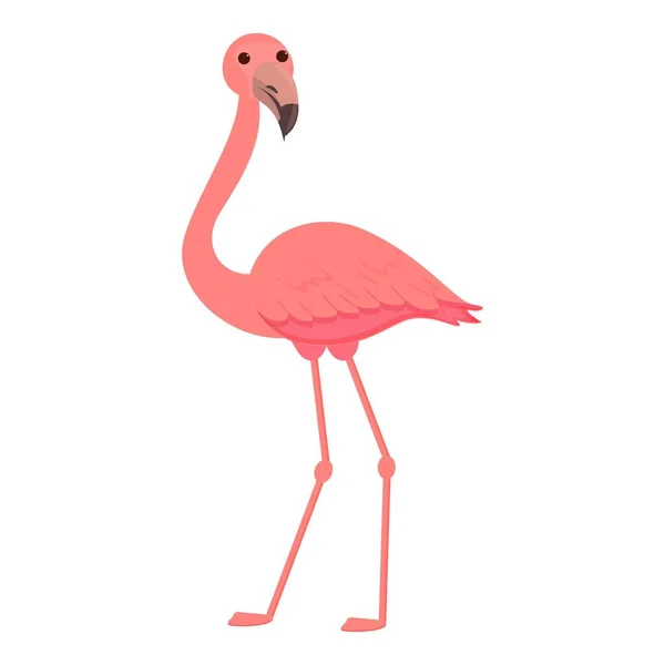 热带火烈鸟图标卡通病媒。粉红可爱的小鸟 — 图库矢量图片