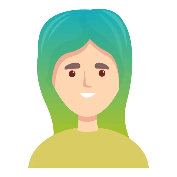 Chica verde color de pelo icono vector de dibujos animados. Moda de mujer — Vector de stock