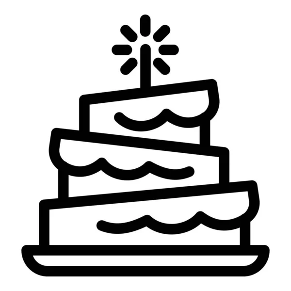Забавный значок торта на день рождения, стиль — стоковый вектор
