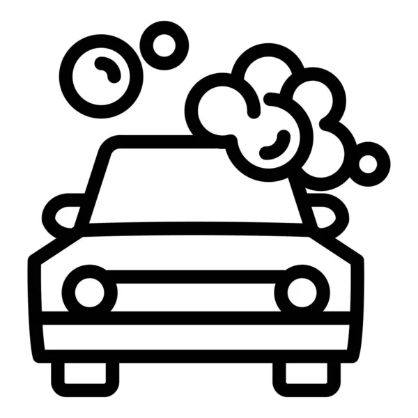 Bubble foam auto wassen icoon, omtrek stijl — Stockvector
