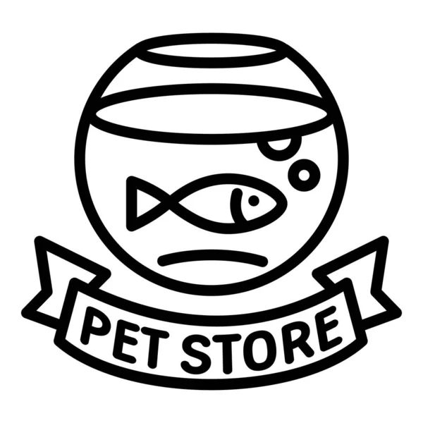 Logo de la tienda de mascotas de pescado, estilo de esquema — Vector de stock