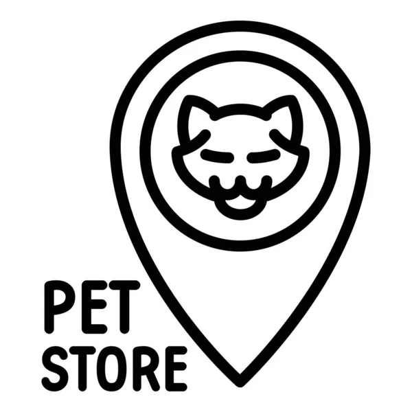 Tienda de mascotas gato logo, esquema de estilo — Vector de stock