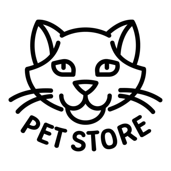 Pet κατάστημα γάτα επικεφαλής λογότυπο, περίγραμμα στυλ — Διανυσματικό Αρχείο