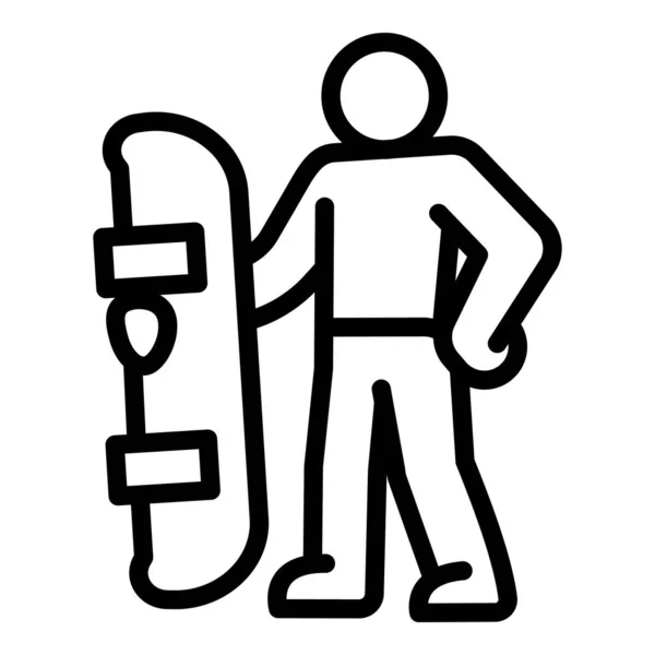 Ski resort snowboard man icon, outline style — Stock Vector