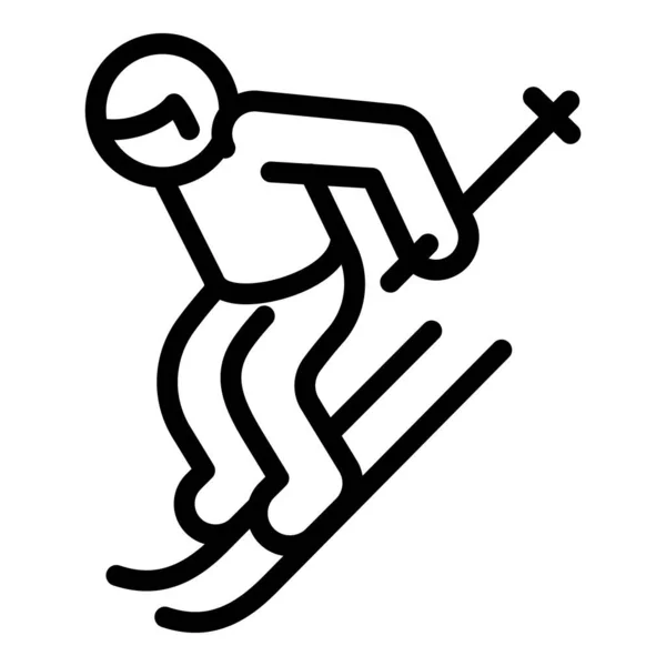 Professionele skiër icoon, outline stijl — Stockvector