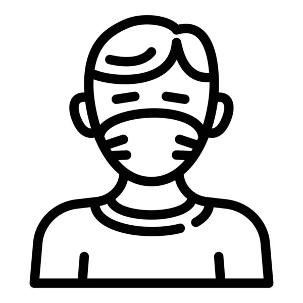 Çocuk tıbbi maske ikonu takıyor, taslak tarzı — Stok Vektör