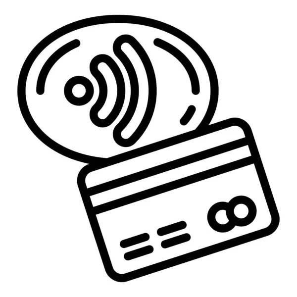 Nfc icono de tarjeta bancaria moderna, estilo de esquema — Vector de stock