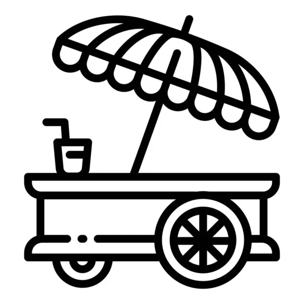 Regenschirm-Symbol für den Lebensmittelwagen, Umriss-Stil — Stockvektor