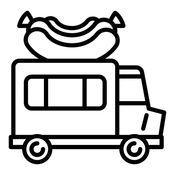 Amerikaanse hot dog truck icoon, omtrek stijl — Stockvector