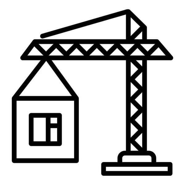 Icono de la grúa de construcción, estilo de esquema — Vector de stock