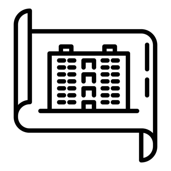 Icône du plan de l'architecte municipal, style contour — Image vectorielle
