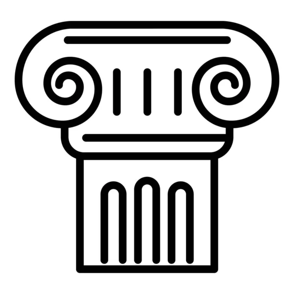 Old greek column icon, outline style — Stock Vector