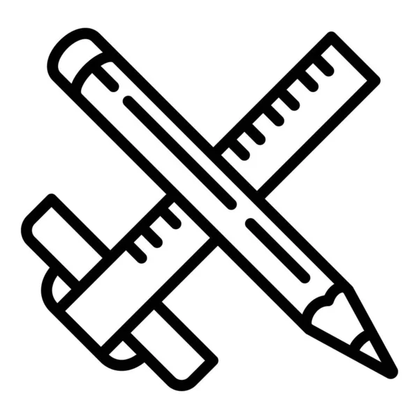 Icono de arquitecto de regla de lápiz, estilo de esquema — Vector de stock