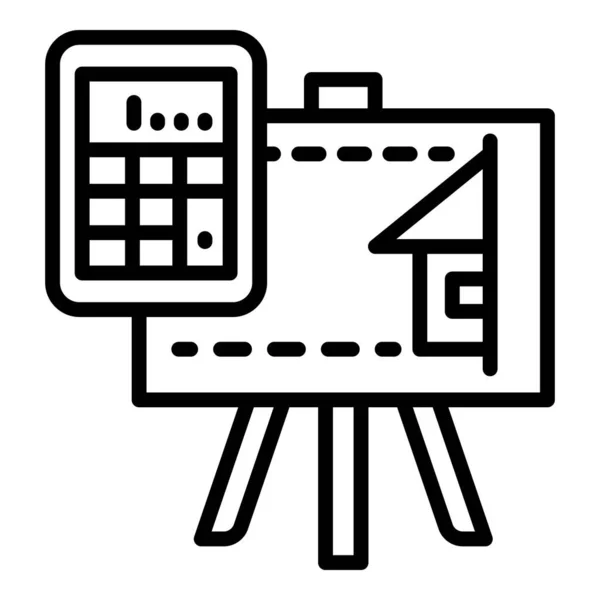 Architect calculator board icon, outline style — Stock Vector