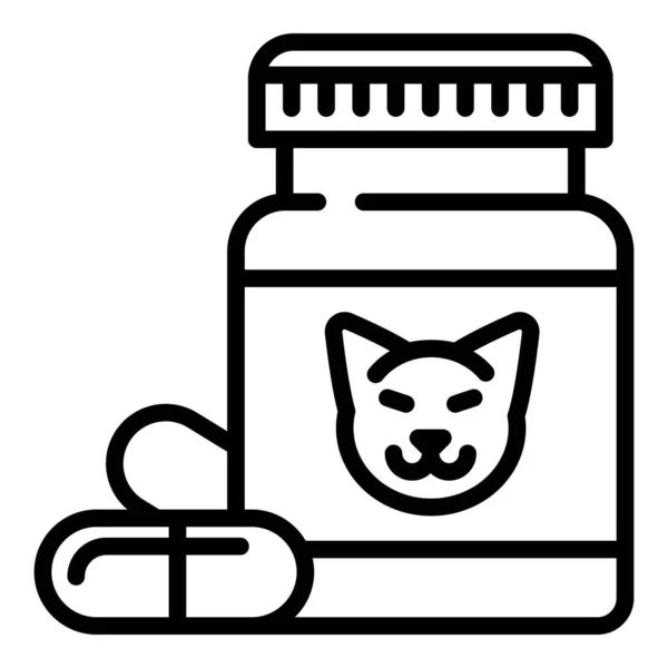 Піктограма баночки для таблеток для тварин, стиль контуру — стоковий вектор