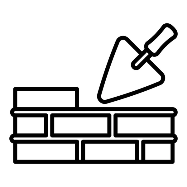 Troffel muur baksteen pictogram, omtrek stijl — Stockvector