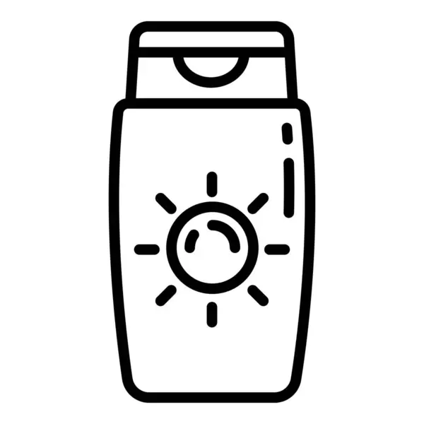 Solar sunscreen bottle icon, outline style — Stock Vector