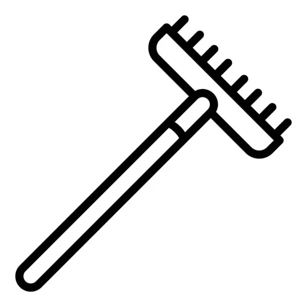 Gardening wood rake icon, outline style — Stock Vector