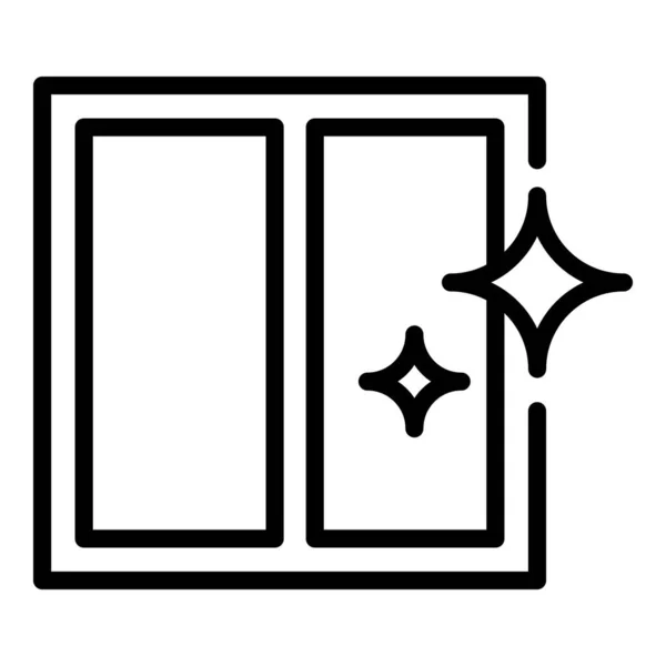 Glanzend schoon venster icoon, omtrek stijl — Stockvector