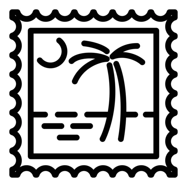 Isola icona timbro postale, stile contorno — Vettoriale Stock
