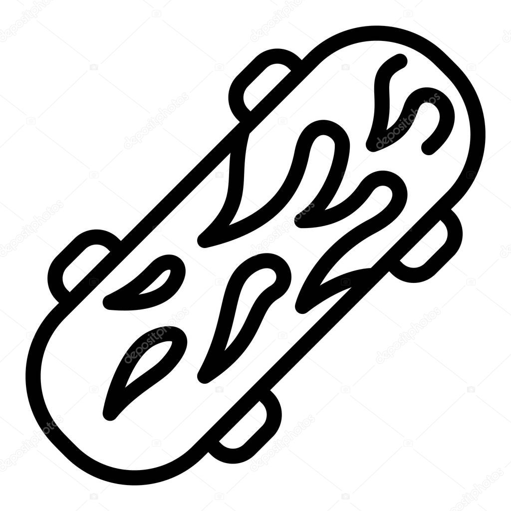 Fire flame skateboard icon, outline style