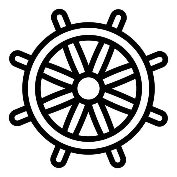 Icône de roue du navire, style contour — Image vectorielle