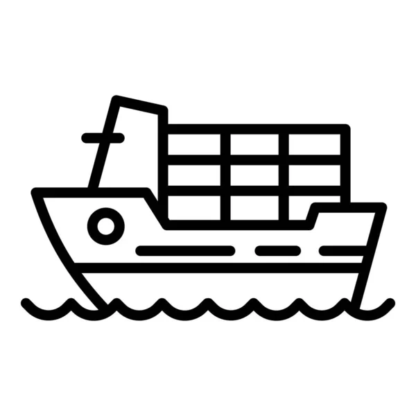 Volledig vrachtschip pictogram, omtrek stijl — Stockvector