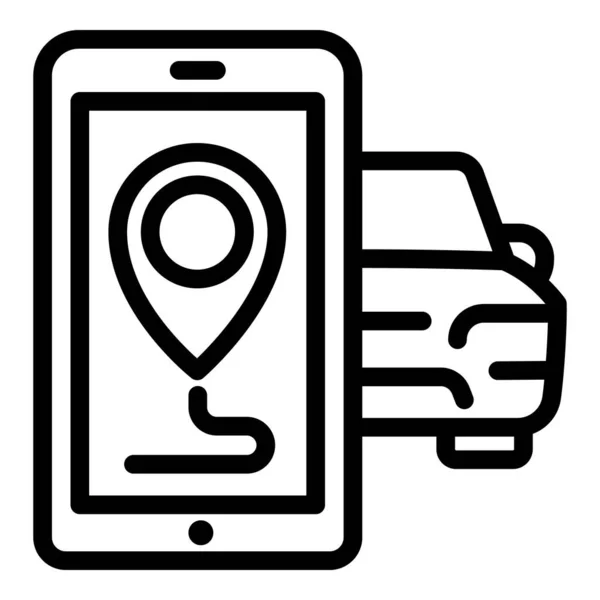 Smartphone city car sharing icona, stile contorno — Vettoriale Stock