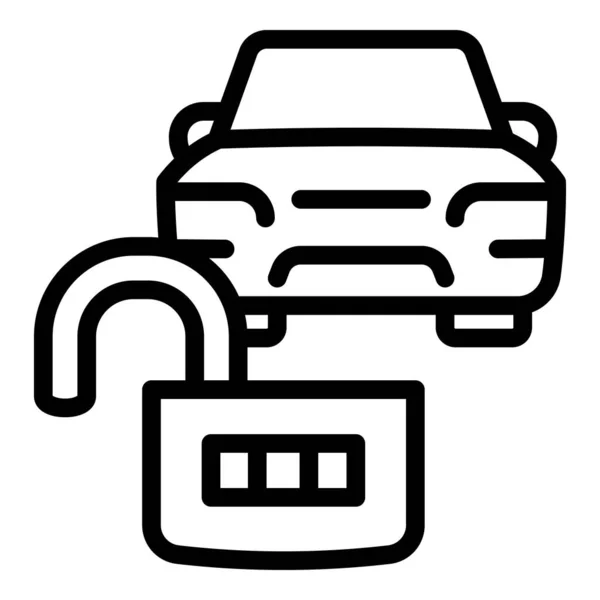 Ontgrendelen auto delen pictogram, outline stijl — Stockvector