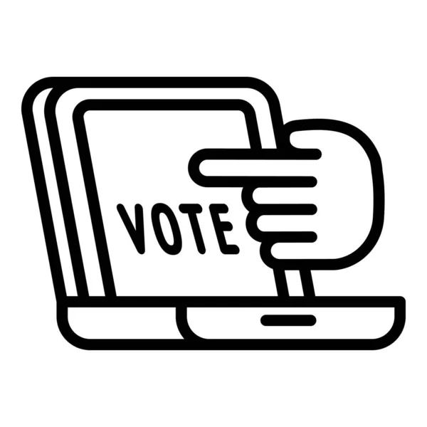 Laptop online vote icon, outline style — Stock Vector