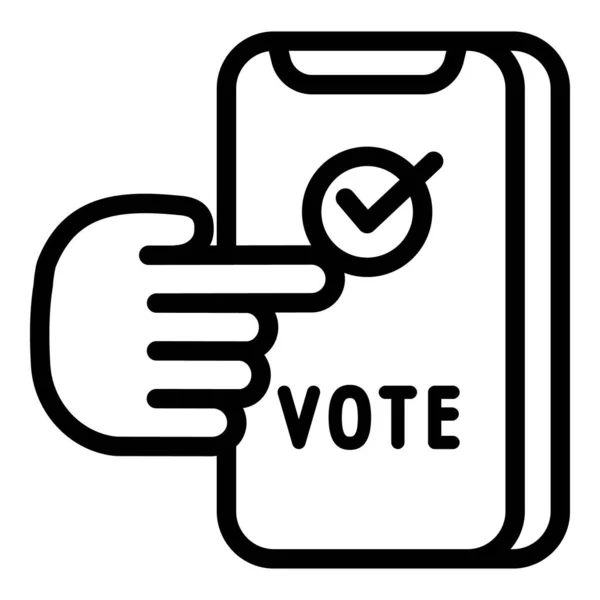 Smartphone-Online-Voting-Symbol, Umrissstil — Stockvektor