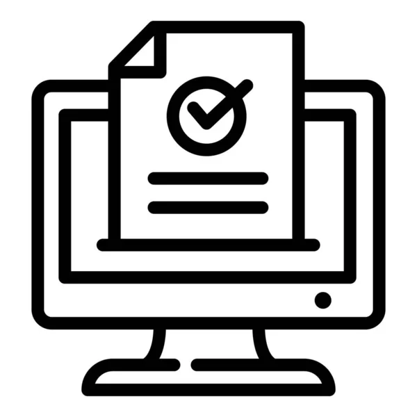 Papier icône de vote en ligne, style contour — Image vectorielle