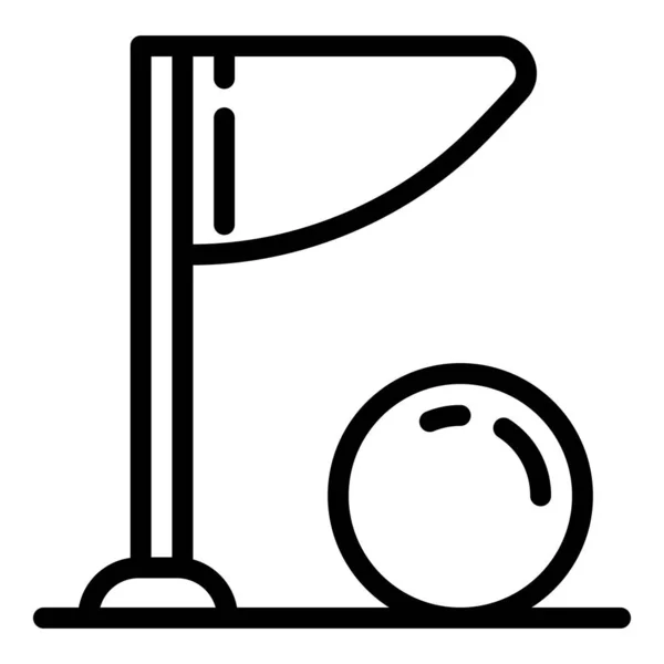 Croquet vlag bal pictogram, omtrek stijl — Stockvector