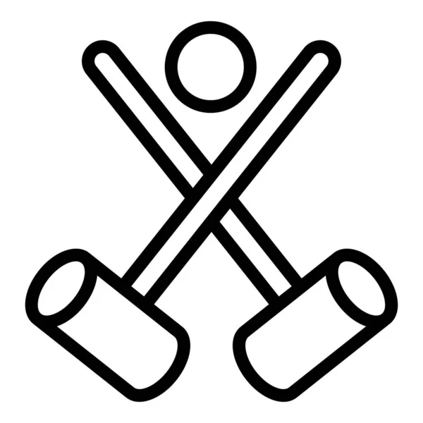 Croquet crossed mallet icon, outline style — Stock Vector