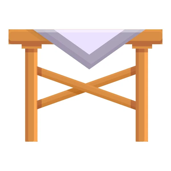 Vetor de desenho animado de ícone de mesa de piquenique. Mobília de madeira —  Vetores de Stock