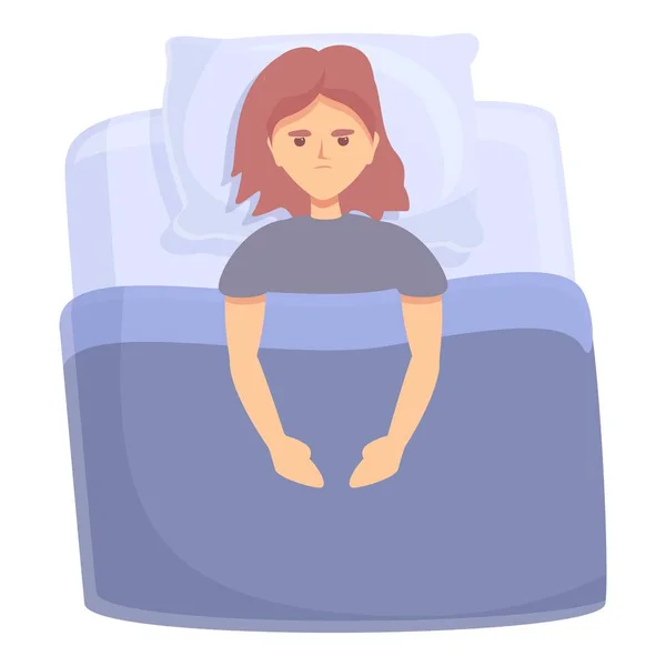Fille problème de sommeil icône dessin animé vecteur. Femme fatiguée — Image vectorielle