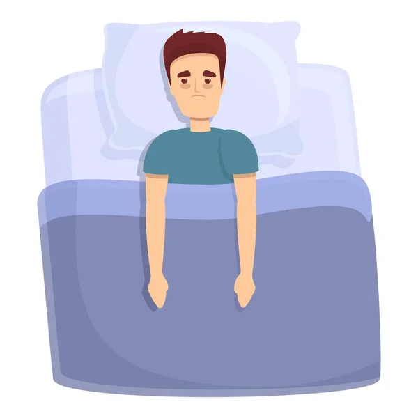 Garçon problème de sommeil icône dessin animé vecteur. Insomnie au lit — Image vectorielle