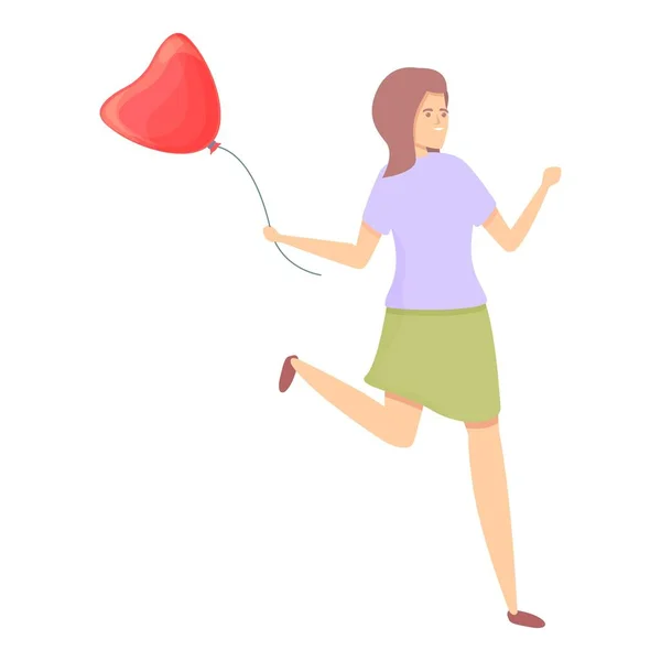 Lány szív léggömb ikon rajzfilm vektor. Aranyos szerelem — Stock Vector